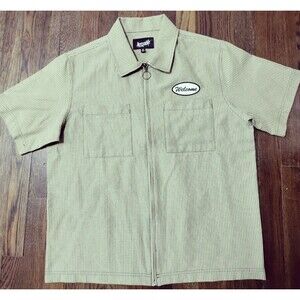 Welcome Garage Vintage Oxford men's cedar green striped work shirt  Size M